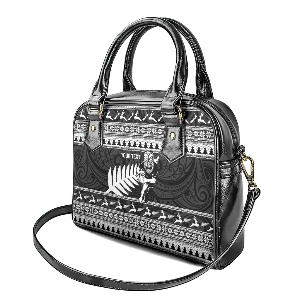 New Zealand Christmas Rugby Personalised Shoulder Handbag Meri Kirihimete All Black Maori LT14 - Polynesian Pride