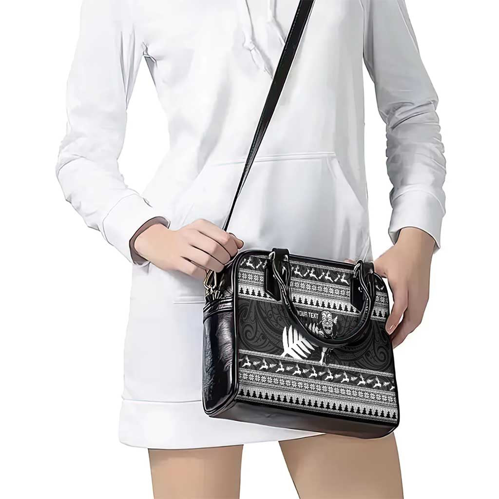 New Zealand Christmas Rugby Personalised Shoulder Handbag Meri Kirihimete All Black Maori LT14 - Polynesian Pride