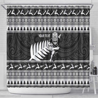 New Zealand Christmas Rugby Personalised Shower Curtain Meri Kirihimete All Black Maori LT14 - Polynesian Pride