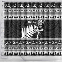 New Zealand Christmas Rugby Personalised Shower Curtain Meri Kirihimete All Black Maori LT14 - Polynesian Pride