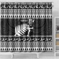 New Zealand Christmas Rugby Personalised Shower Curtain Meri Kirihimete All Black Maori LT14 - Polynesian Pride