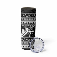 New Zealand Christmas Rugby Personalised Skinny Tumbler Meri Kirihimete All Black Maori LT14 - Polynesian Pride