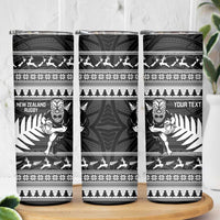 New Zealand Christmas Rugby Personalised Skinny Tumbler Meri Kirihimete All Black Maori LT14 - Polynesian Pride