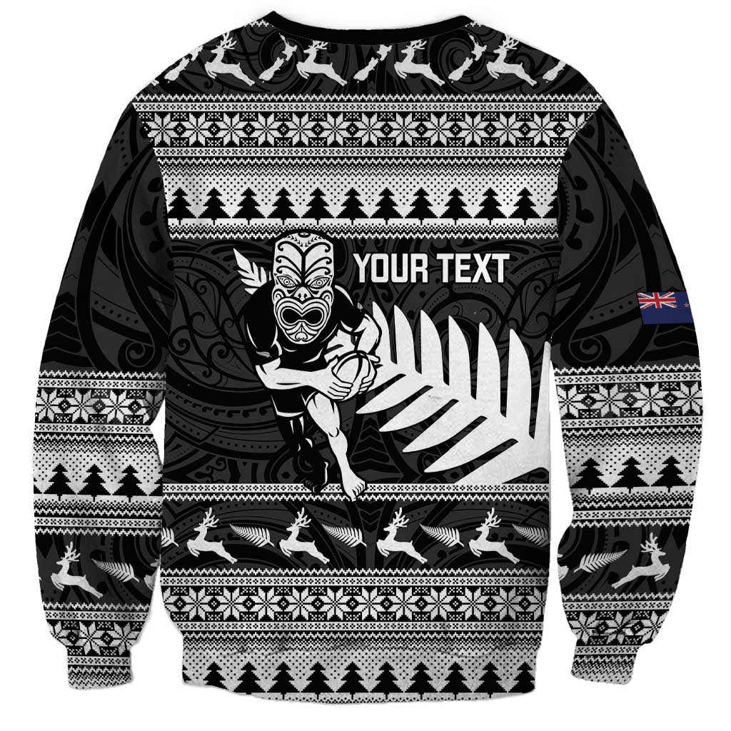 New Zealand Christmas Rugby Personalised Sweatshirt Meri Kirihimete All Black Maori LT14 - Polynesian Pride