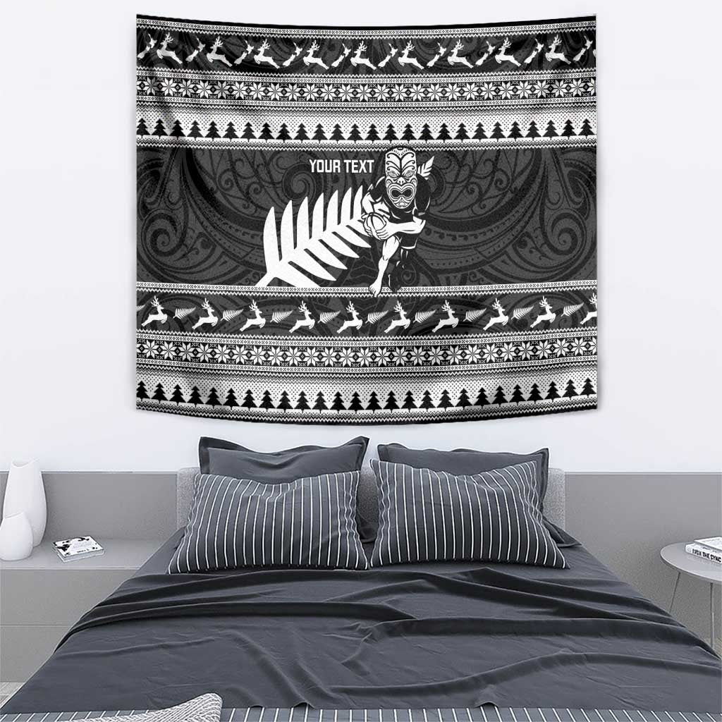 New Zealand Christmas Rugby Personalised Tapestry Meri Kirihimete All Black Maori LT14 - Polynesian Pride