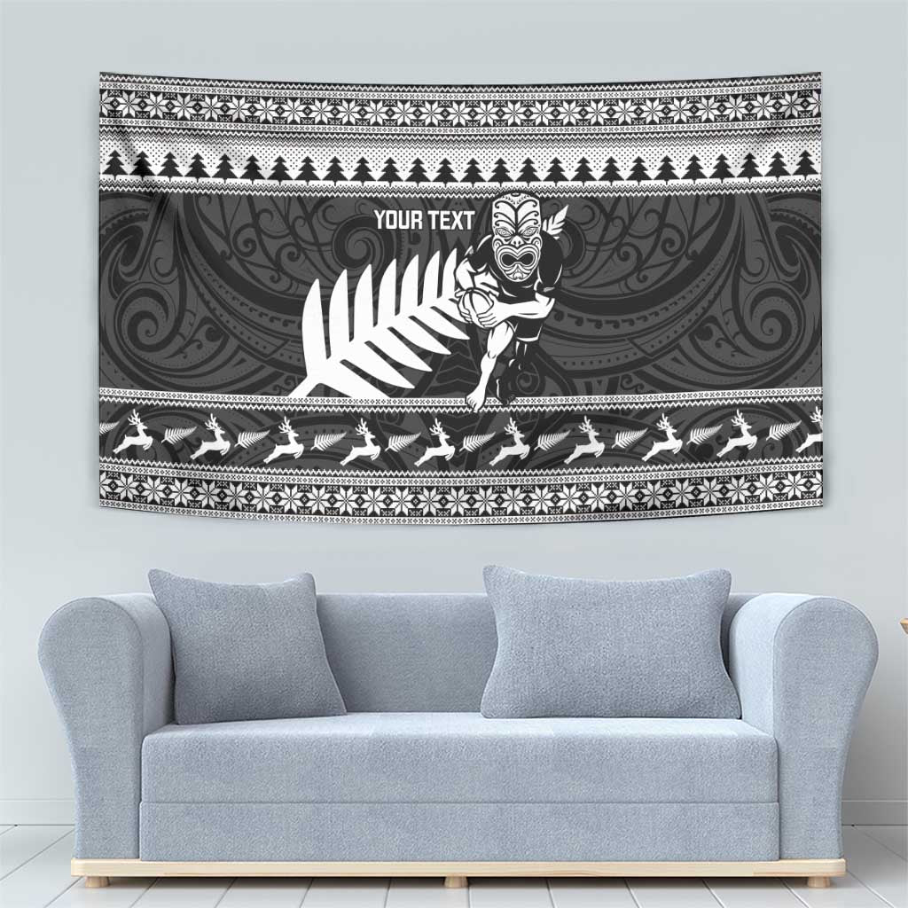 New Zealand Christmas Rugby Personalised Tapestry Meri Kirihimete All Black Maori LT14 - Polynesian Pride
