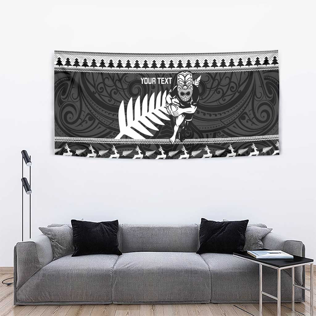 New Zealand Christmas Rugby Personalised Tapestry Meri Kirihimete All Black Maori LT14 - Polynesian Pride