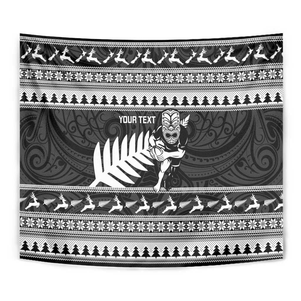 New Zealand Christmas Rugby Personalised Tapestry Meri Kirihimete All Black Maori LT14 - Polynesian Pride