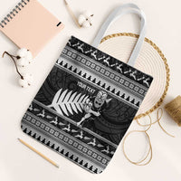 New Zealand Christmas Rugby Personalised Tote Bag Meri Kirihimete All Black Maori LT14 White Strap One Size Black - Polynesian Pride