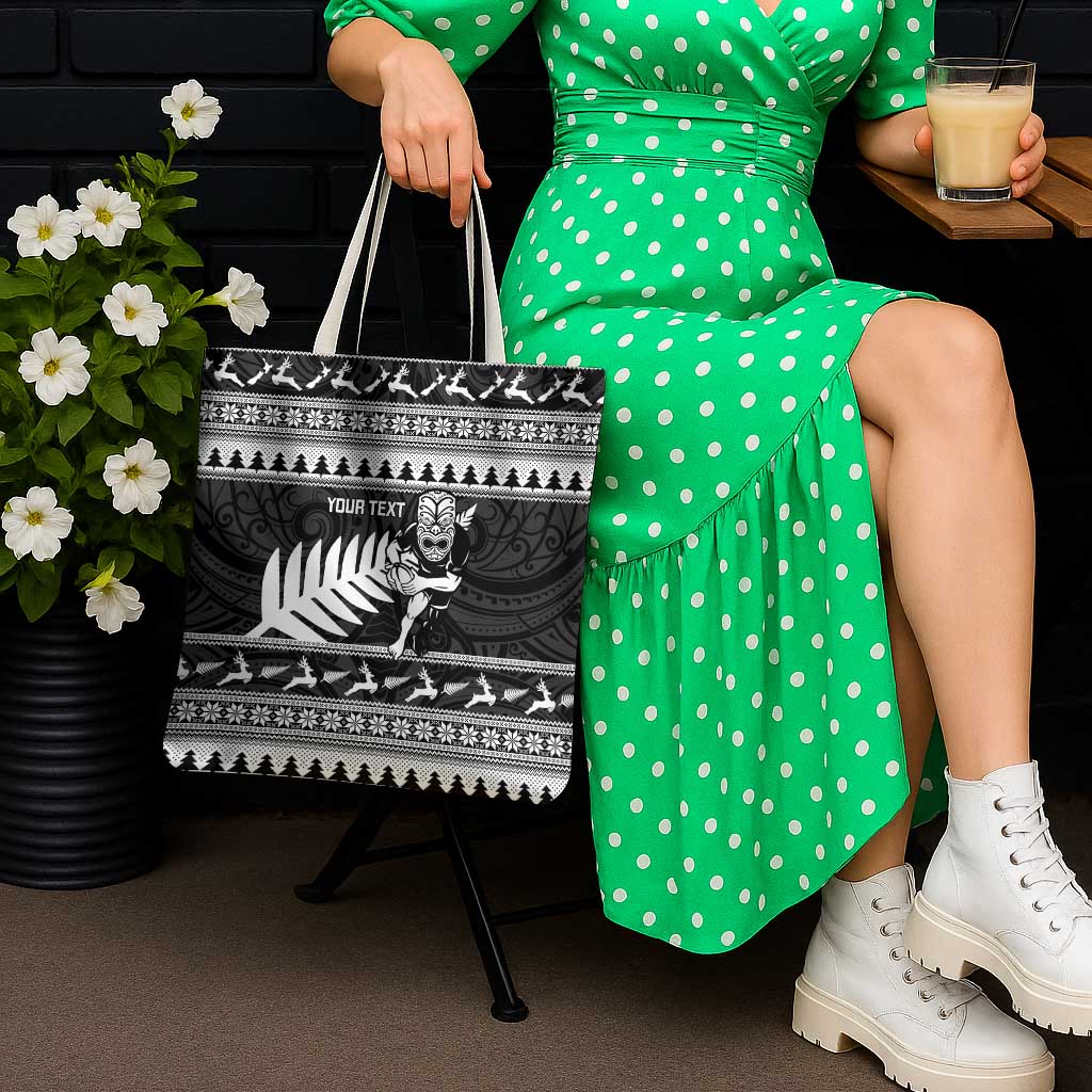 New Zealand Christmas Rugby Personalised Tote Bag Meri Kirihimete All Black Maori LT14 - Polynesian Pride