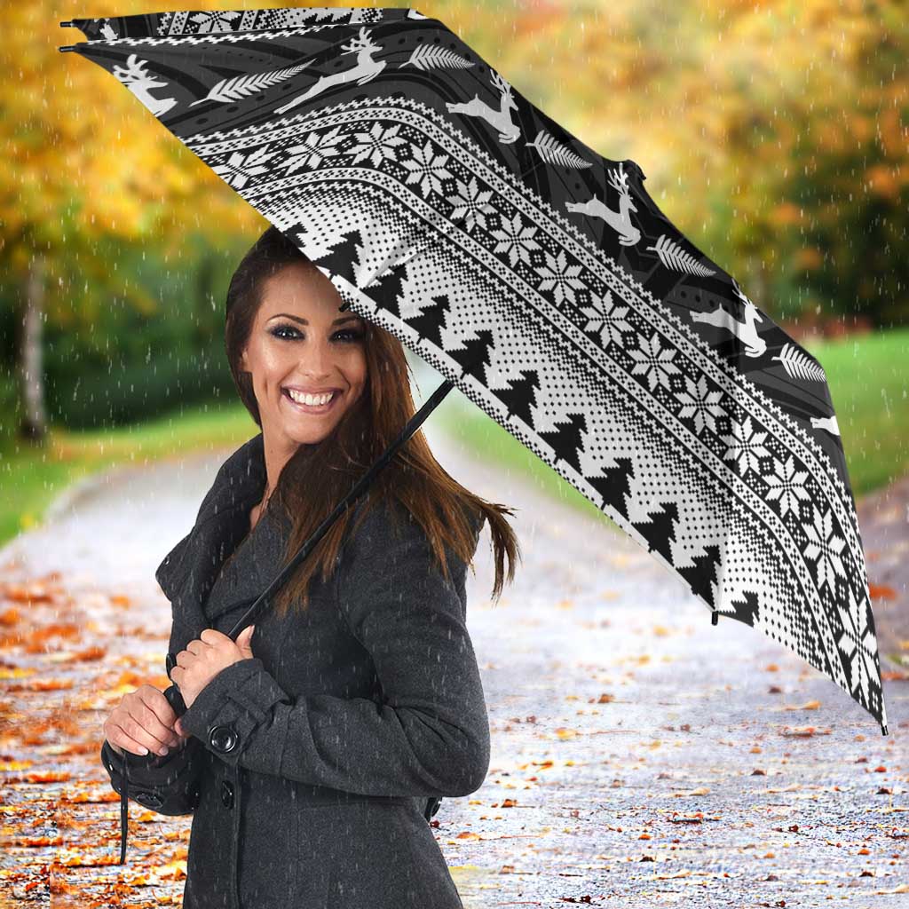 New Zealand Christmas Rugby Personalised Umbrella Meri Kirihimete All Black Maori LT14 - Polynesian Pride