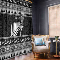New Zealand Christmas Rugby Personalised Window Curtain Meri Kirihimete All Black Maori LT14 - Polynesian Pride