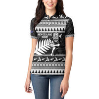 New Zealand Christmas Rugby Personalised Women Polo Shirt Meri Kirihimete All Black Maori - Polynesian Pride