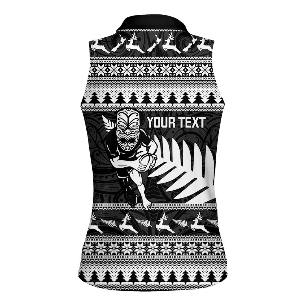 New Zealand Christmas Rugby Personalised Women Sleeveless Polo Shirt Meri Kirihimete All Black Maori LT14 - Polynesian Pride