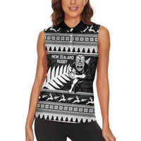 New Zealand Christmas Rugby Personalised Women Sleeveless Polo Shirt Meri Kirihimete All Black Maori LT14 - Polynesian Pride