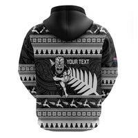 New Zealand Christmas Rugby Personalised Zip Hoodie Meri Kirihimete All Black Maori LT14 - Polynesian Pride