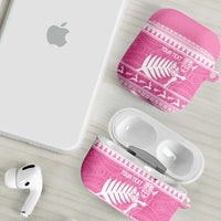 New Zealand Christmas Rugby Personalised AirPods Case Meri Kirihimete All Black Maori Pink Version LT14 - Polynesian Pride