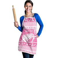 New Zealand Christmas Rugby Personalised Apron Meri Kirihimete All Black Maori Pink Version LT14 - Polynesian Pride