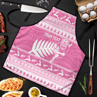 New Zealand Christmas Rugby Personalised Apron Meri Kirihimete All Black Maori Pink Version LT14 Pink - Polynesian Pride