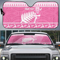 New Zealand Christmas Rugby Personalised Auto Sun Shade Meri Kirihimete All Black Maori Pink Version LT14 Pink - Polynesian Pride