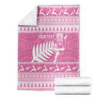 New Zealand Christmas Rugby Personalised Blanket Meri Kirihimete All Black Maori Pink Version LT14 - Polynesian Pride