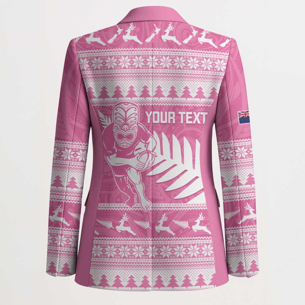 New Zealand Christmas Rugby Personalised Blazer Meri Kirihimete All Black Maori Pink Version LT14 - Polynesian Pride