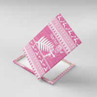 New Zealand Christmas Rugby Personalised Canvas Wall Art Meri Kirihimete All Black Maori Pink Version LT14 With Frame Pink - Polynesian Pride