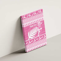 New Zealand Christmas Rugby Personalised Canvas Wall Art Meri Kirihimete All Black Maori Pink Version LT14 - Polynesian Pride