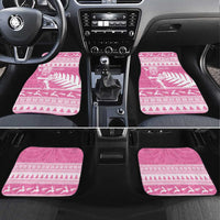 New Zealand Christmas Rugby Personalised Car Mats Meri Kirihimete All Black Maori Pink Version LT14 Set 4pcs Pink - Polynesian Pride