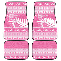 New Zealand Christmas Rugby Personalised Car Mats Meri Kirihimete All Black Maori Pink Version LT14 - Polynesian Pride