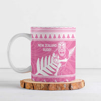 New Zealand Christmas Rugby Personalised Ceramic Mug Meri Kirihimete All Black Maori Pink Version LT14 Pink - Polynesian Pride