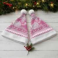 New Zealand Christmas Rugby Personalised Christmas Santa Hat Meri Kirihimete All Black Maori Pink Version LT14 - Polynesian Pride