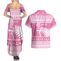 New Zealand Christmas Rugby Personalised Couples Matching Summer Maxi Dress and Hawaiian Shirt Meri Kirihimete All Black Maori Pink Version LT14 - Polynesian Pride