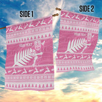 New Zealand Christmas Rugby Personalised Garden Flag Meri Kirihimete All Black Maori Pink Version LT14 - Polynesian Pride