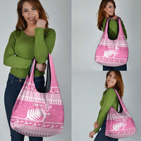 New Zealand Christmas Rugby Personalised Grocery Bag Meri Kirihimete All Black Maori Pink Version LT14 - Polynesian Pride