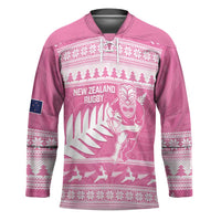 New Zealand Christmas Rugby Personalised Hockey Jersey Meri Kirihimete All Black Maori Pink Version LT14 Unisex Pink - Polynesian Pride