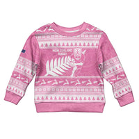 New Zealand Christmas Rugby Personalised Kid Ugly Christmas Sweater Meri Kirihimete All Black Maori Pink Version LT14 Kid Pink - Polynesian Pride