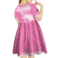 New Zealand Christmas Rugby Personalised Kid Short Sleeve Dress Meri Kirihimete All Black Maori Pink Version LT14 - Polynesian Pride