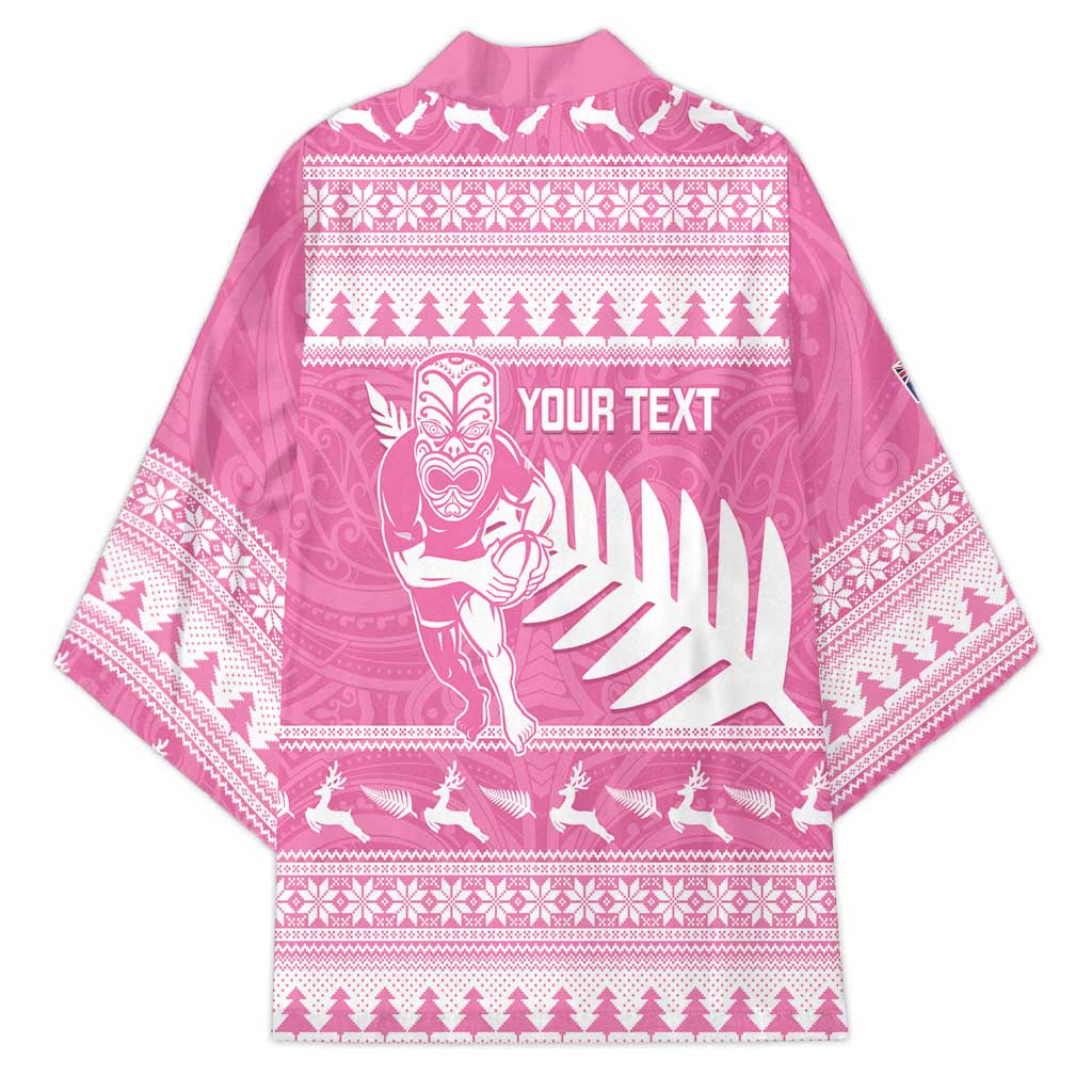 New Zealand Christmas Rugby Personalised Kimono Meri Kirihimete All Black Maori Pink Version LT14 - Polynesian Pride