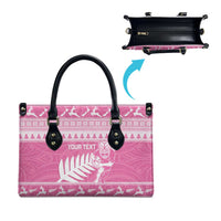New Zealand Christmas Rugby Personalised Leather Bag Meri Kirihimete All Black Maori Pink Version LT14 - Polynesian Pride