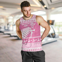 New Zealand Christmas Rugby Personalised Men Tank Top Meri Kirihimete All Black Maori Pink Version LT14 Pink - Polynesian Pride