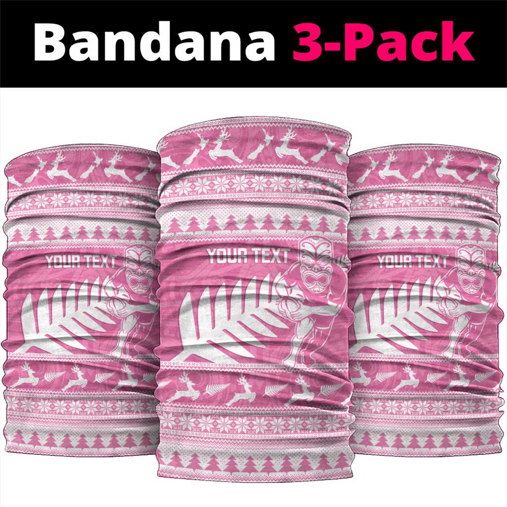 New Zealand Christmas Rugby Personalised Neck Gaiter Meri Kirihimete All Black Maori Pink Version LT14 package One Size: 25*50cm Pink - Polynesian Pride
