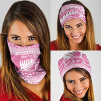 New Zealand Christmas Rugby Personalised Neck Gaiter Meri Kirihimete All Black Maori Pink Version LT14 - Polynesian Pride