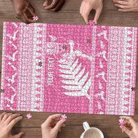 New Zealand Christmas Rugby Personalised Puzzle Meri Kirihimete All Black Maori Pink Version LT14 - Polynesian Pride