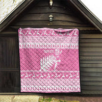 New Zealand Christmas Rugby Personalised Quilt Meri Kirihimete All Black Maori Pink Version LT14 - Polynesian Pride