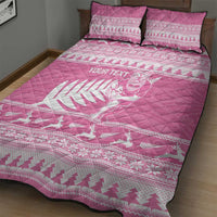 New Zealand Christmas Rugby Personalised Quilt Bed Set Meri Kirihimete All Black Maori Pink Version LT14 - Polynesian Pride