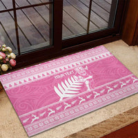 New Zealand Christmas Rugby Personalised Rubber Doormat Meri Kirihimete All Black Maori Pink Version LT14 - Polynesian Pride