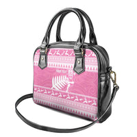 New Zealand Christmas Rugby Personalised Shoulder Handbag Meri Kirihimete All Black Maori Pink Version LT14 - Polynesian Pride