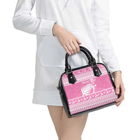 New Zealand Christmas Rugby Personalised Shoulder Handbag Meri Kirihimete All Black Maori Pink Version LT14 - Polynesian Pride