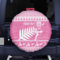 New Zealand Christmas Rugby Personalised Spare Tire Cover Meri Kirihimete All Black Maori Pink Version LT14 No hole Pink - Polynesian Pride